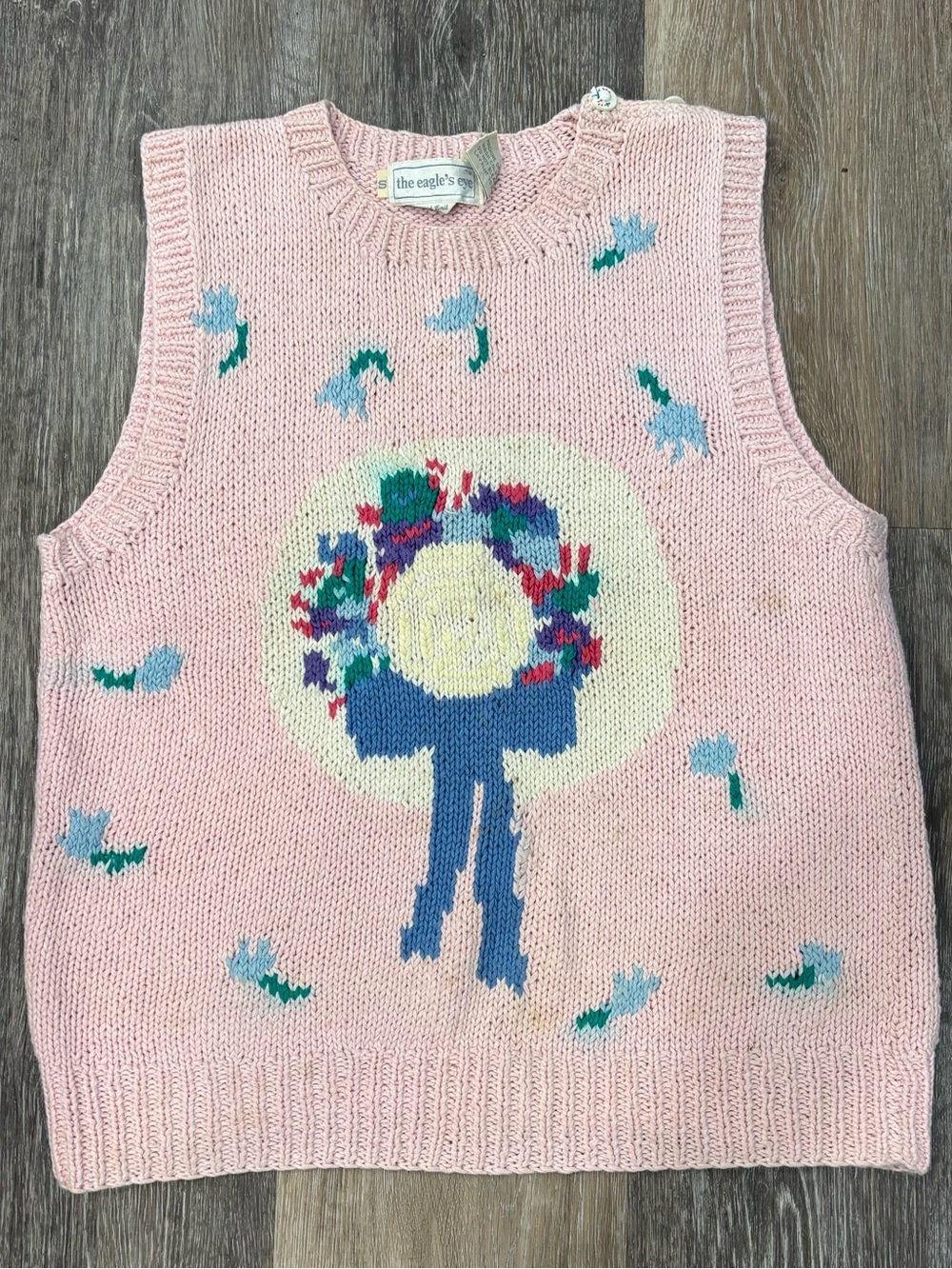 Vintage 90s The Eagle's Pink Floral Knit Sweater Vest